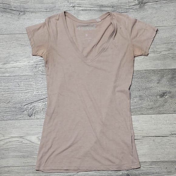 Threads 4 Thought Tops - Thread 4 Thought Size S Beige VNeck Tshirt